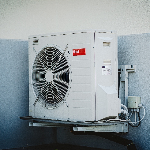 A white HVAC unit