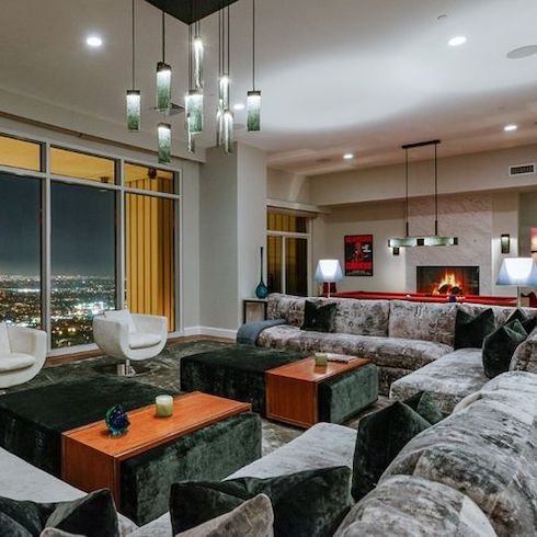 Celebrity homes - View of Rihanna’s stunning living room in her new Malibu penthouse located on the 40th floor of The Century condominium building in Los Angeles
