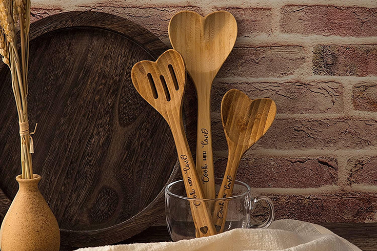 3-Piece Valentine's Day Bamboo Heart Spoons