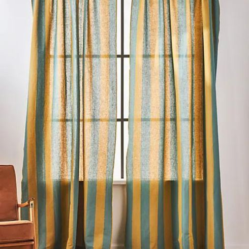 Yellow and green curtains from Anthropologie