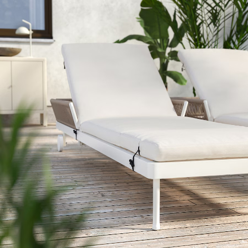 The SEGERON sun lounger from IKEA on a patio