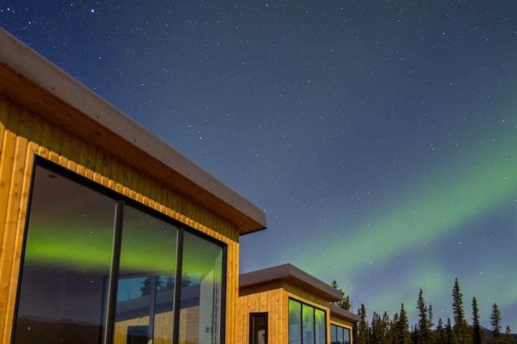 The luxurious Aurora Glass Chalets at the Northern Lights Resort and Spa in Yukon
