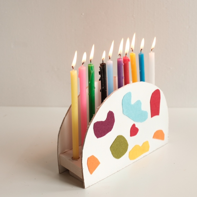 colourful candles and a DIY candle holder