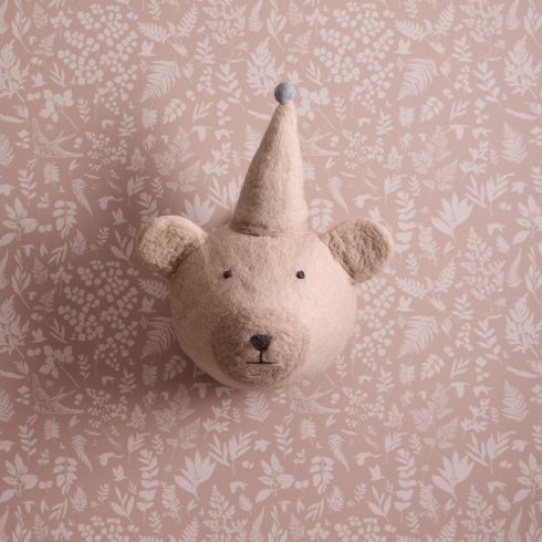 Felted bear head decor in Jenna Dewan's nursery