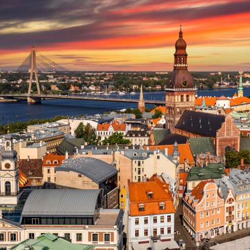 Riga, Latvia at sunset