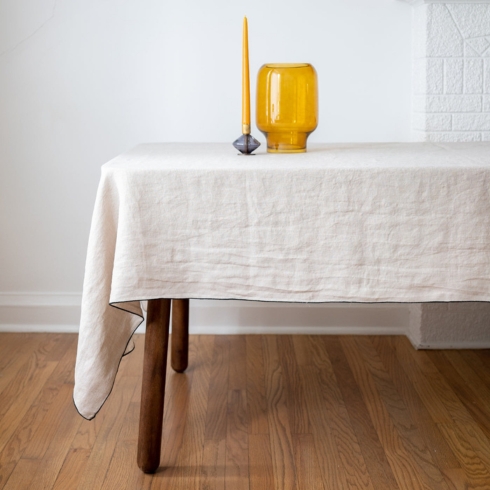 Hybrid Stonewashed Edged Linen Tablecloth/Curtain