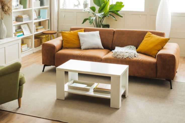 Living room with white coffee table